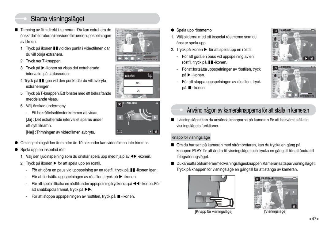 Samsung EC-L74WZBBB/E2, EC-L74WZSBA/DE manual Spela upp en inspelad röst, Tryck på ikonen X för att spela upp en röstfil 