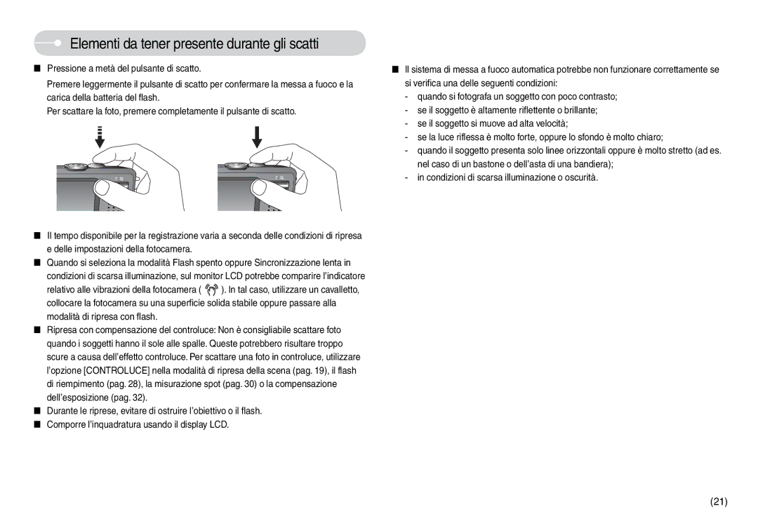 Samsung EC-L74WZSBA/IT, EC-L74WZSBA/DE manual Elementi da tener presente durante gli scatti, Modalità di ripresa con flash 