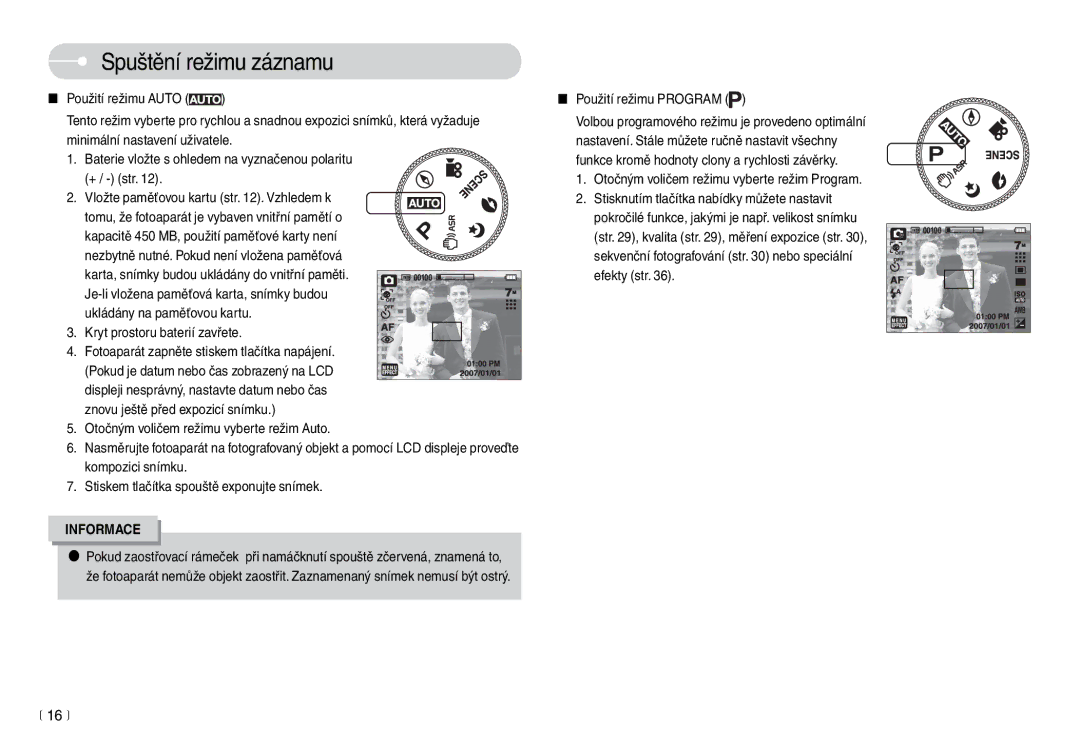 Samsung EC-L74WZBBC/DE, EC-L74WZSBA/DE manual Spuštění režimu záznamu 