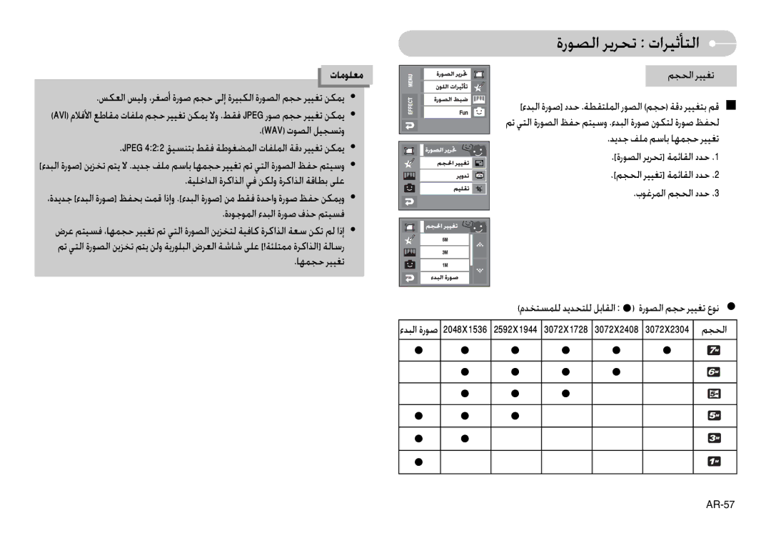 Samsung EC-L74WZBBA/PT, EC-L74WZSBA/FR, EC-L74WZSBA/DE, EC-L74WZSBA/E3, EC-L74WZSBA/E1, EC-L74WZBBA/DE ةرﻮﺼﻟا ﺮﻳﺮﺤﺗ تاﺮﻴﺛﺄﺘﻟا 