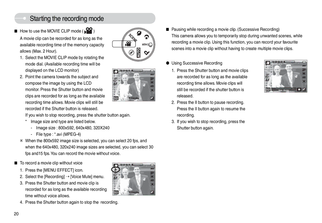 Samsung EC-L74WZBBA/DK, EC-L74WZSBA/FR manual How to use the Movie Clip mode, Mode dial. Available recording time will be 