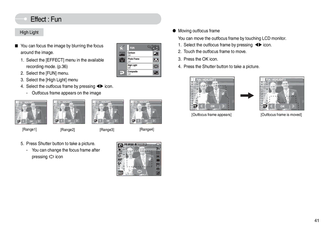 Samsung EC-L74WZSBB/US, EC-L74WZSBA/FR, EC-L74WZSBA/DE, EC-L74WZSBA/E3, EC-L74WZSBA/E1, EC-L74WZBBA/DE Outfocus frame appears 