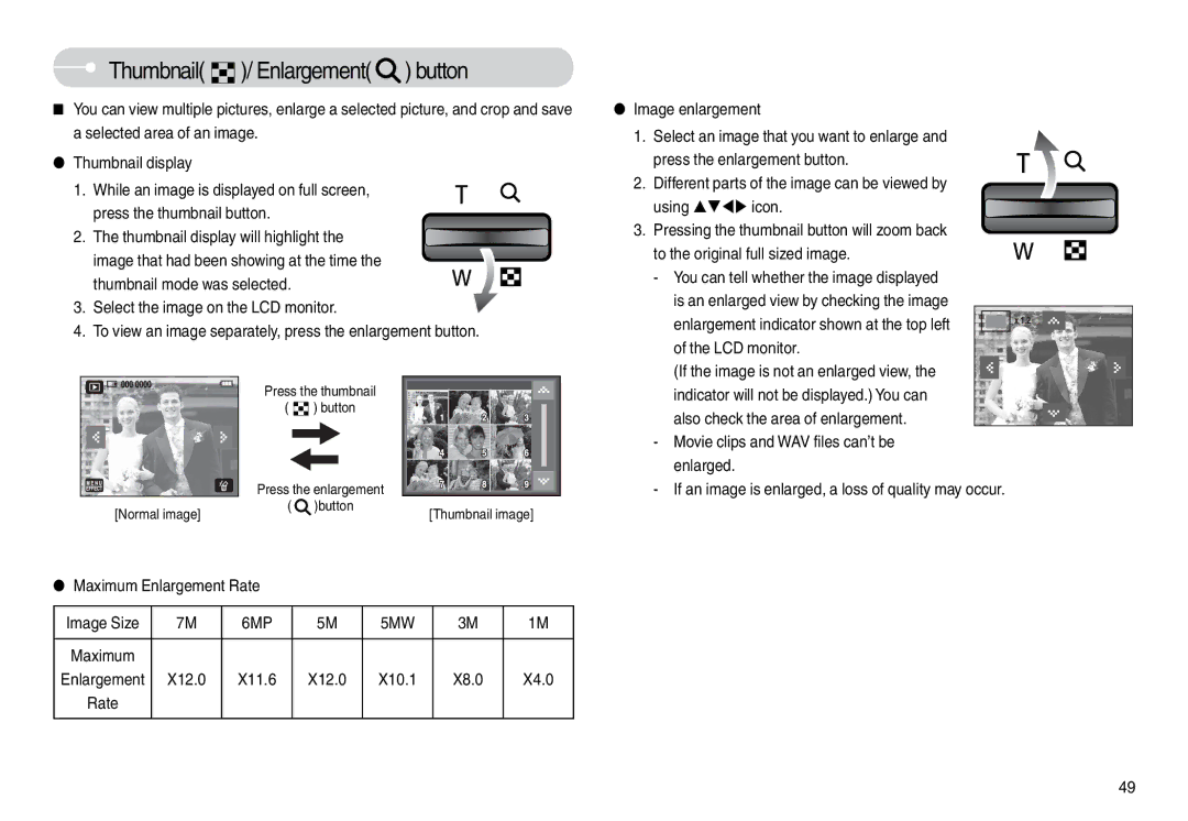 Samsung EC-L74WZBBA/TH, EC-L74WZSBA/FR, EC-L74WZSBA/DE, EC-L74WZSBA/E3, STC-L74WB Maximum Enlargement Rate Image Size, X4.0 