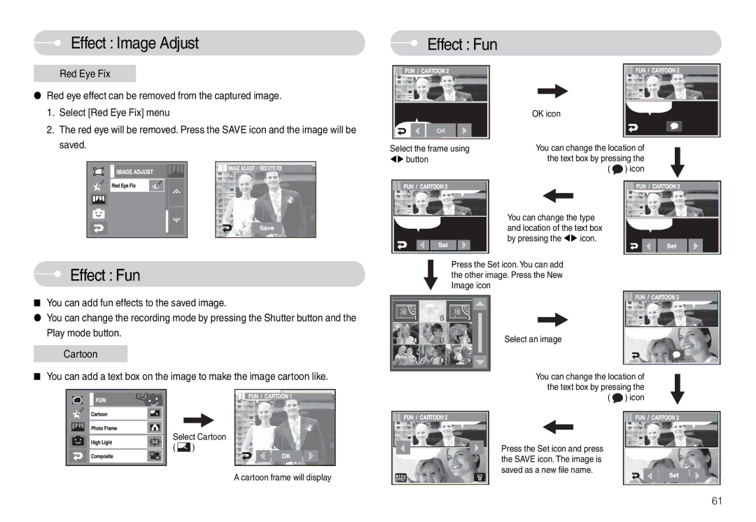 Samsung EC-L74WZBBC/E2, EC-L74WZSBA/FR, EC-L74WZSBA/DE, EC-L74WZSBA/E3, STC-L74WB Select Cartoon Cartoon frame will display 