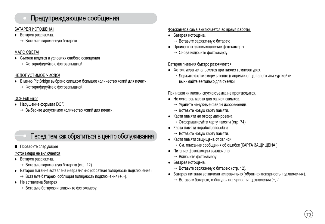 Samsung EC-L74WZSBB/DE Батарея Истощена, Батарея разряжена Вставьте заряженную батарею, Мало Света, Недопустимое Число 