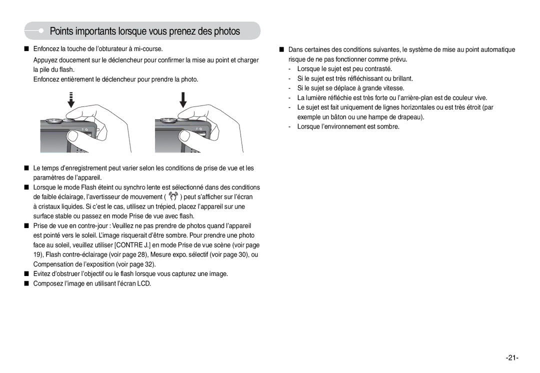 Samsung EC-L74WZSBA/E3 manual Surface stable ou passez en mode Prise de vue avec flash, Lorsque l’environnement est sombre 