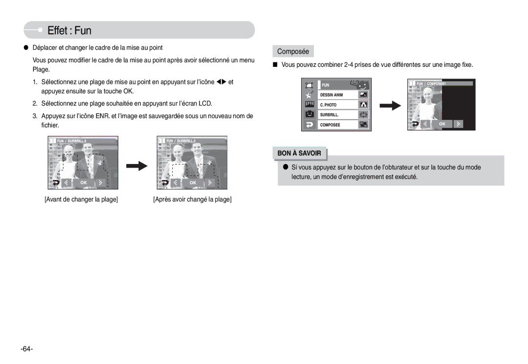 Samsung EC-L74WZBBA/E1, EC-L74WZSBA/FR, EC-L74WZSBA/DE, EC-L74WZSBA/E3, EC-L74WZSBA/E1 manual Après avoir changé la plage 