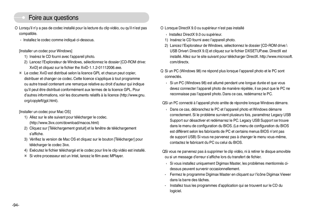 Samsung EC-L74WZBBA/E1, EC-L74WZSBA/FR, EC-L74WZSBA/DE, EC-L74WZSBA/E3, EC-L74WZSBA/E1, EC-L74WZBBA/DE Foire aux questions 