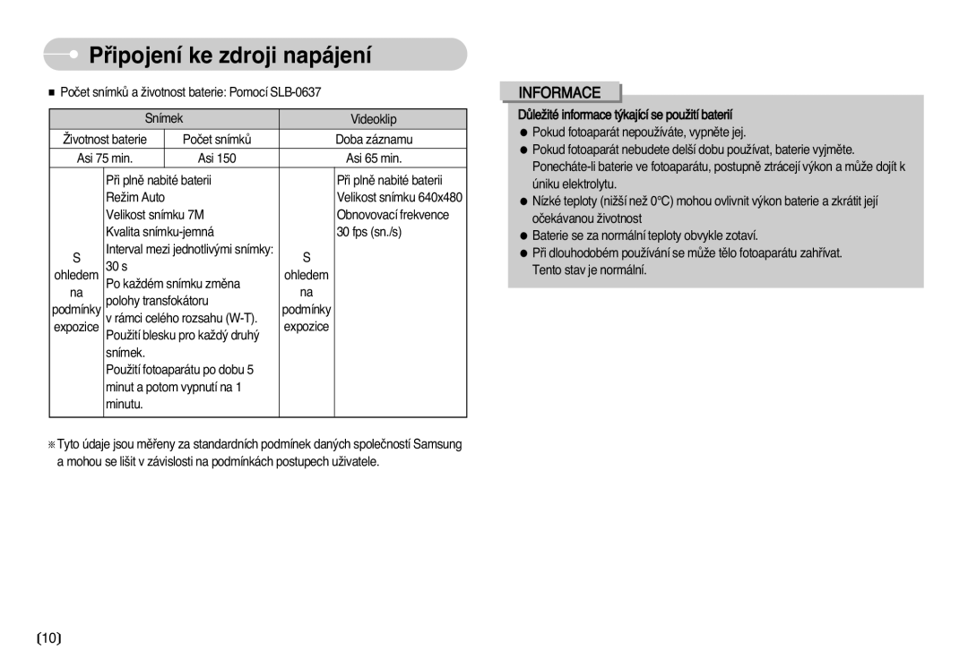 Samsung EC-L77ZZBBA/DE manual Informace 