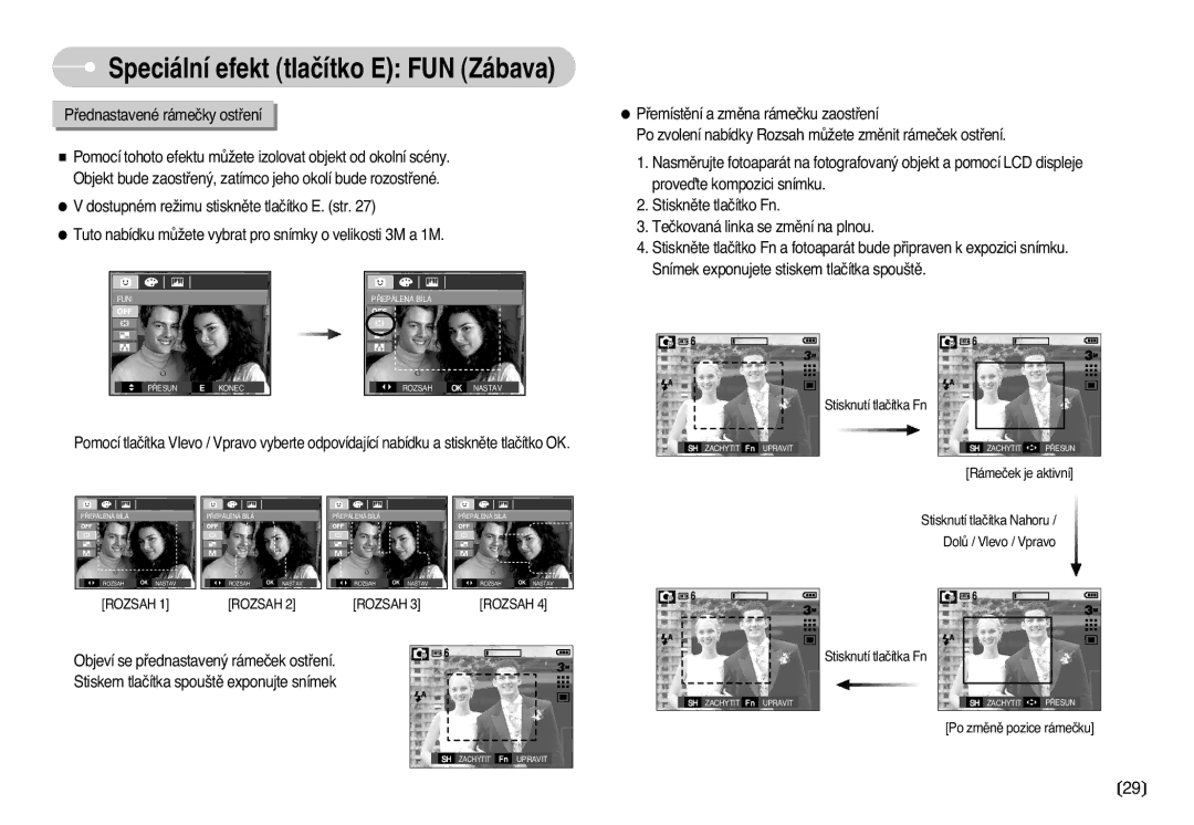 Samsung EC-L77ZZBBA/DE manual Speciální efekt tlaãítko E FUN Zábava 