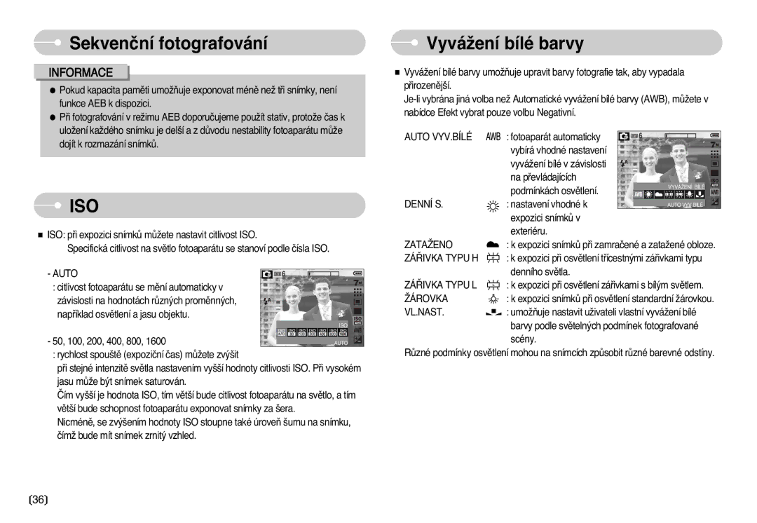 Samsung EC-L77ZZBBA/DE manual VyváÏení bílé barvy 