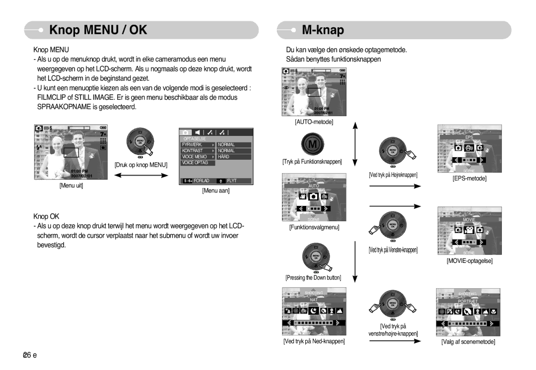 Samsung EC-L77ZZBBA/DE, EC-L77ZZBBA/E1 manual Knop Menu / OK, Knap 