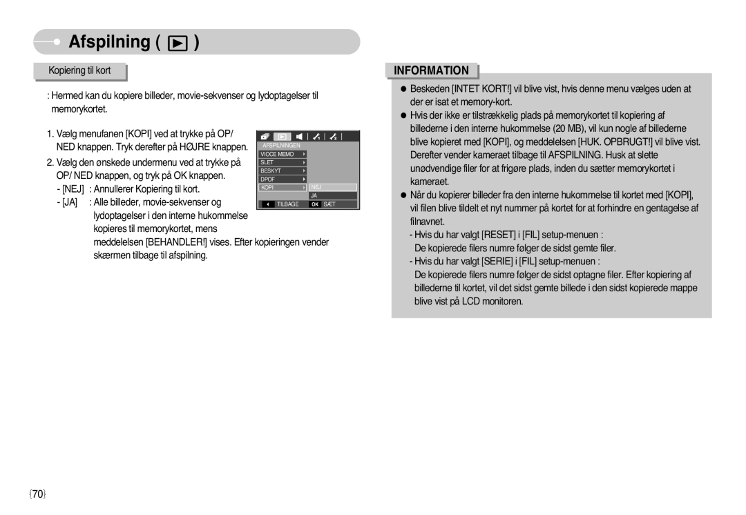 Samsung EC-L77ZZBBA/DE, EC-L77ZZBBA/E1 manual Vælg den ønskede undermenu ved at trykke på 