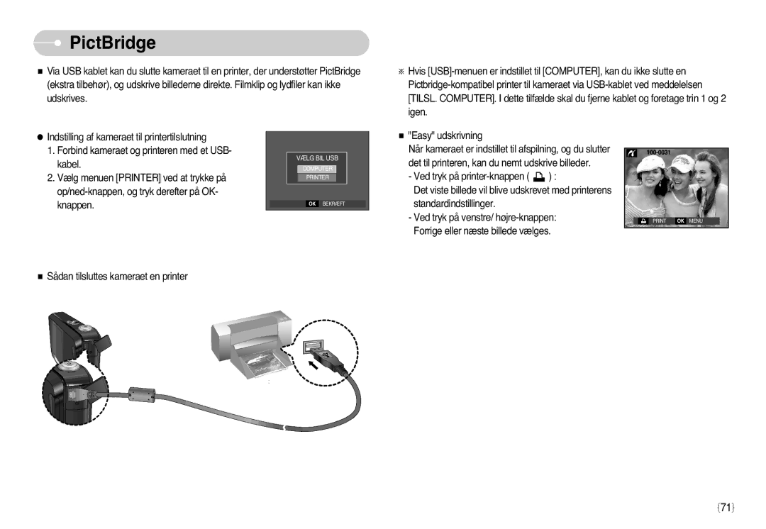 Samsung EC-L77ZZBBA/E1, EC-L77ZZBBA/DE manual PictBridge 