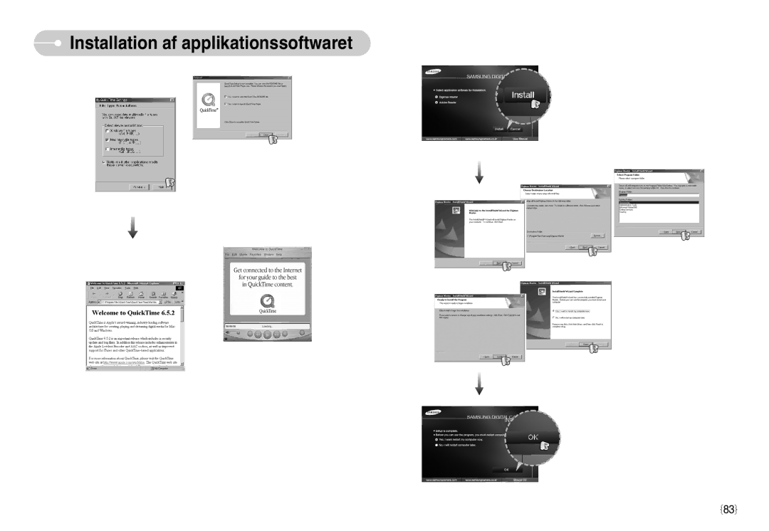 Samsung EC-L77ZZBBA/E1, EC-L77ZZBBA/DE manual Installation af applikationssoftwaret 