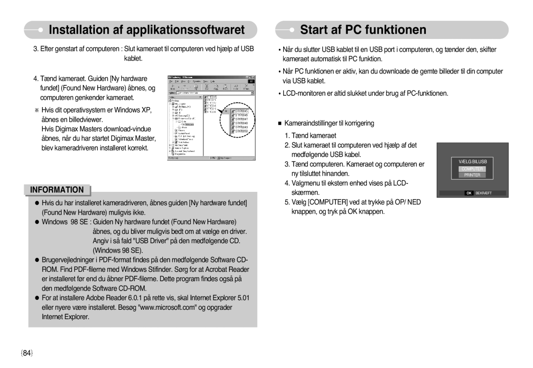 Samsung EC-L77ZZBBA/DE, EC-L77ZZBBA/E1 manual Start af PC funktionen 