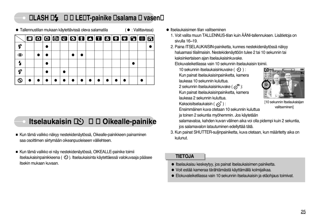 Samsung EC-L77ZZBBA/E1, EC-L77ZZBBA/DE manual Itselaukaisin / Oikealle-painike 