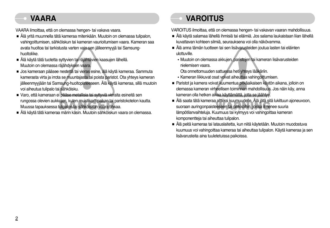 Samsung EC-L77ZZBBA/DE, EC-L77ZZBBA/E1 manual Vaara 