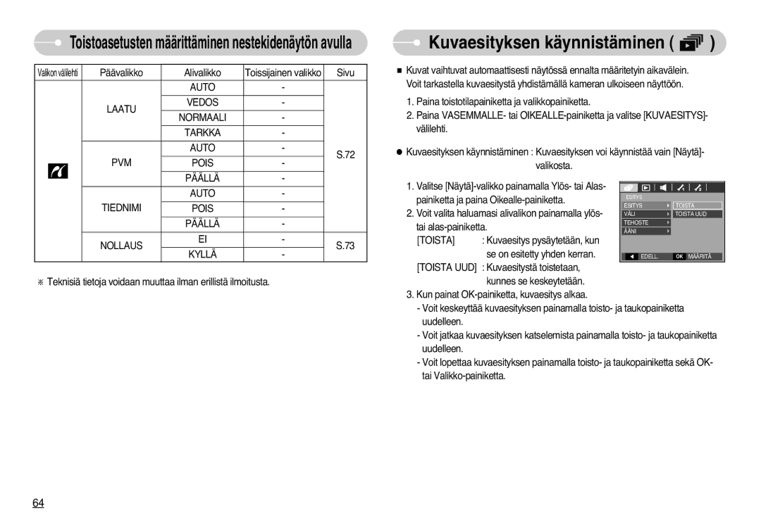 Samsung EC-L77ZZBBA/DE, EC-L77ZZBBA/E1 manual Toista UUD 