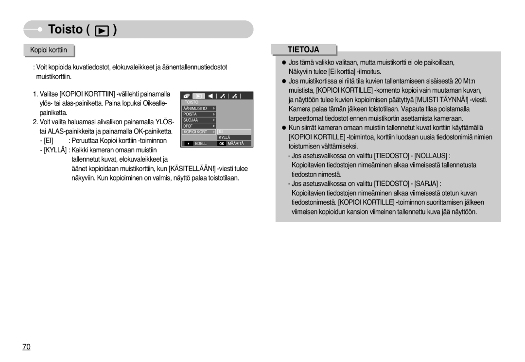 Samsung EC-L77ZZBBA/DE, EC-L77ZZBBA/E1 manual Tai ALAS-painikkeita ja painamalla OK-painiketta 