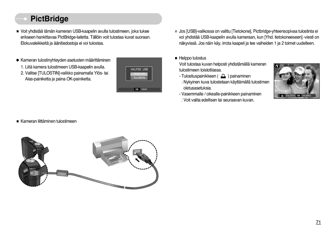 Samsung EC-L77ZZBBA/E1, EC-L77ZZBBA/DE manual PictBridge 