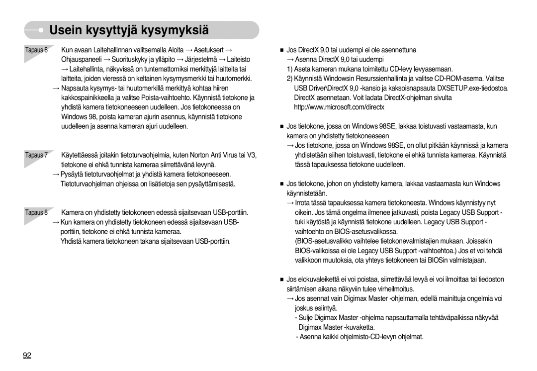 Samsung EC-L77ZZBBA/DE, EC-L77ZZBBA/E1 manual Usein kysyttyjä kysymyksiä 