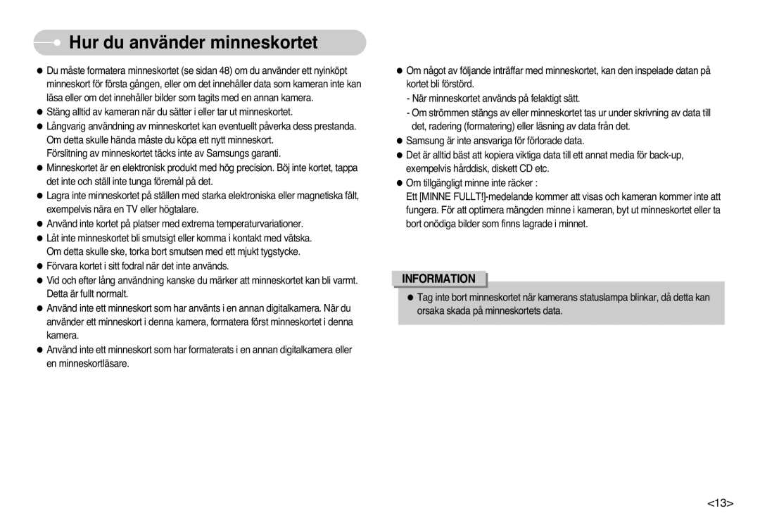 Samsung EC-L77ZZBBA/E1, EC-L77ZZBBA/DE manual Hur du använder minneskortet 