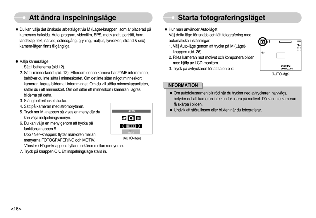 Samsung EC-L77ZZBBA/DE, EC-L77ZZBBA/E1 manual Att ändra inspelningsläge, Starta fotograferingsläget 