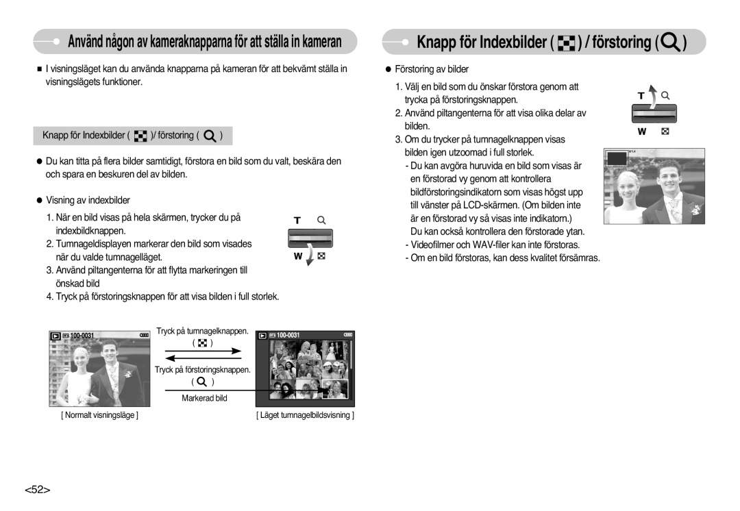 Samsung EC-L77ZZBBA/DE, EC-L77ZZBBA/E1 manual Knapp för Indexbilder / förstoring 