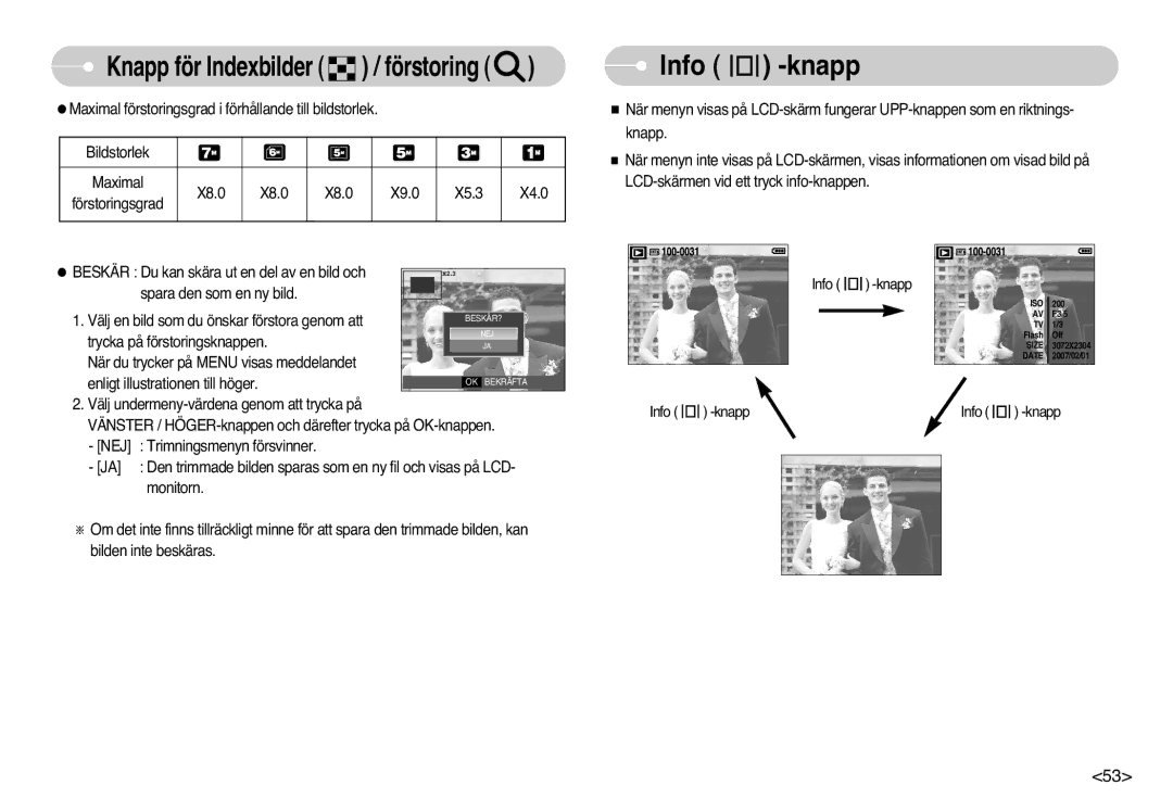 Samsung EC-L77ZZBBA/E1, EC-L77ZZBBA/DE manual Info -knapp 