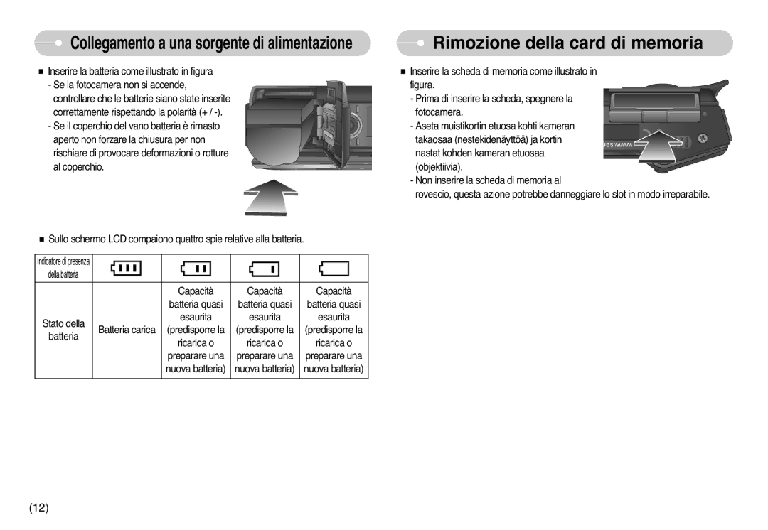 Samsung EC-L77ZZBBA/DE, EC-L77ZZBBE/E1, STC-L77B manual Rimozione della card di memoria 