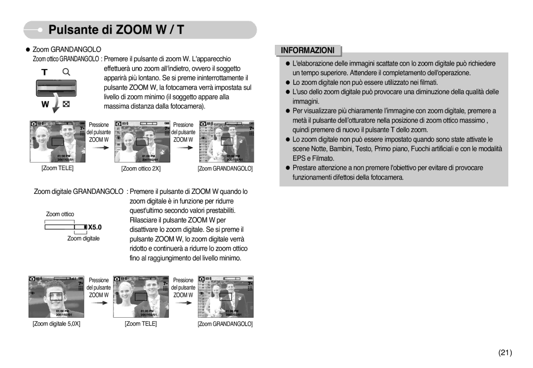 Samsung EC-L77ZZBBA/DE, EC-L77ZZBBE/E1, STC-L77B manual Zoom Tele Zoom ottico 