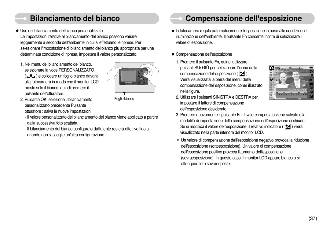 Samsung STC-L77B, EC-L77ZZBBE/E1, EC-L77ZZBBA/DE manual Compensazione dellesposizione 