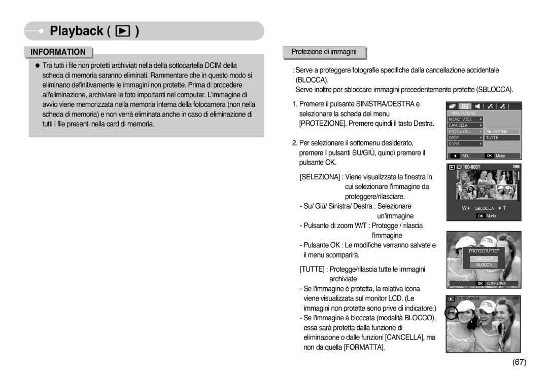 Samsung STC-L77B, EC-L77ZZBBE/E1, EC-L77ZZBBA/DE manual Pulsante di zoom W/T Protegge / rilascia 