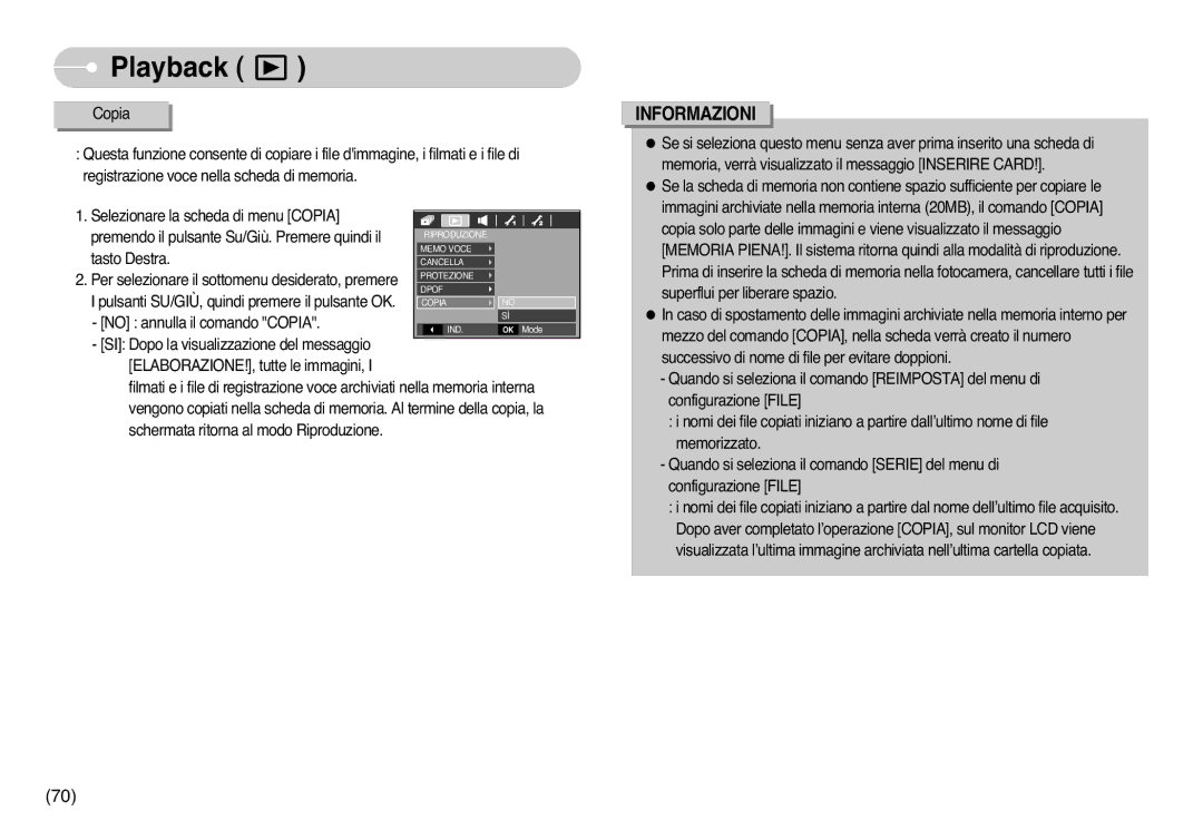 Samsung STC-L77B, EC-L77ZZBBE/E1, EC-L77ZZBBA/DE manual Per selezionare il sottomenu desiderato, premere 