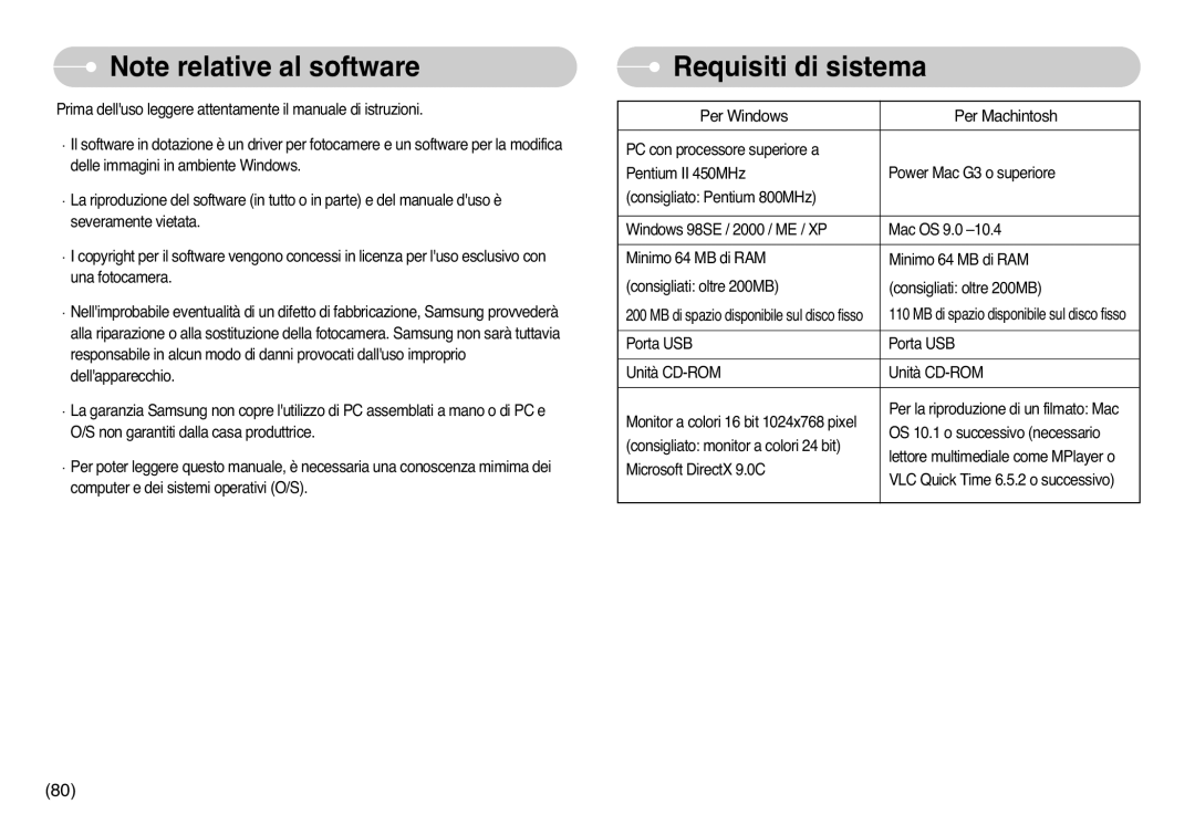 Samsung EC-L77ZZBBE/E1, EC-L77ZZBBA/DE, STC-L77B manual Requisiti di sistema, Per Windows Per Machintosh 