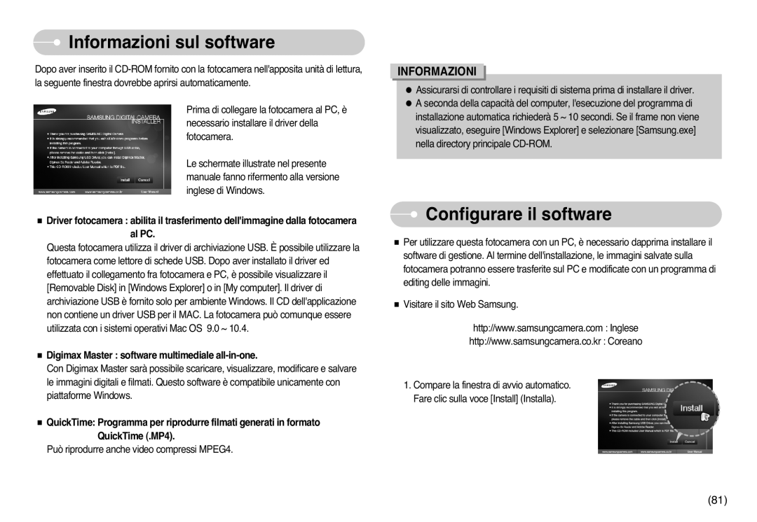 Samsung EC-L77ZZBBA/DE, EC-L77ZZBBE/E1, STC-L77B manual Informazioni sul software, Configurare il software 