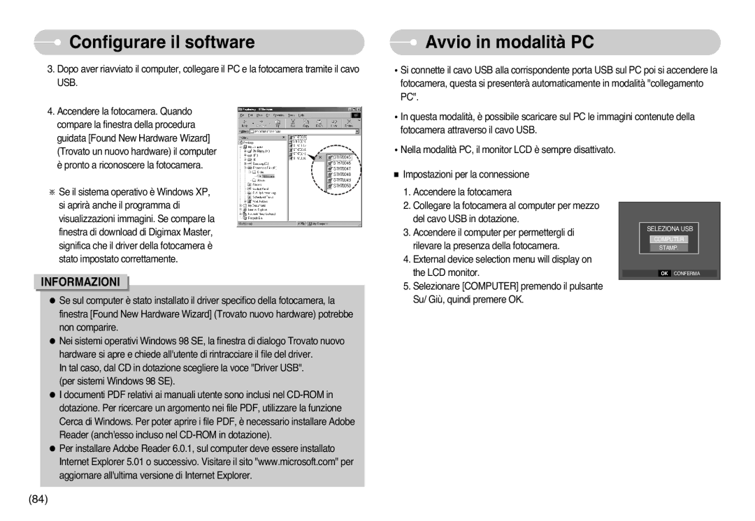 Samsung EC-L77ZZBBA/DE, EC-L77ZZBBE/E1, STC-L77B manual Avvio in modalità PC, Usb 