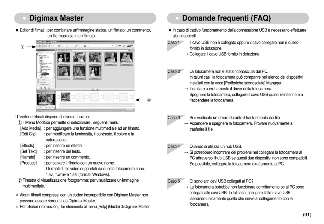 Samsung STC-L77B, EC-L77ZZBBE/E1, EC-L77ZZBBA/DE manual DigimaxFAQ Master, Domande frequenti FAQ 