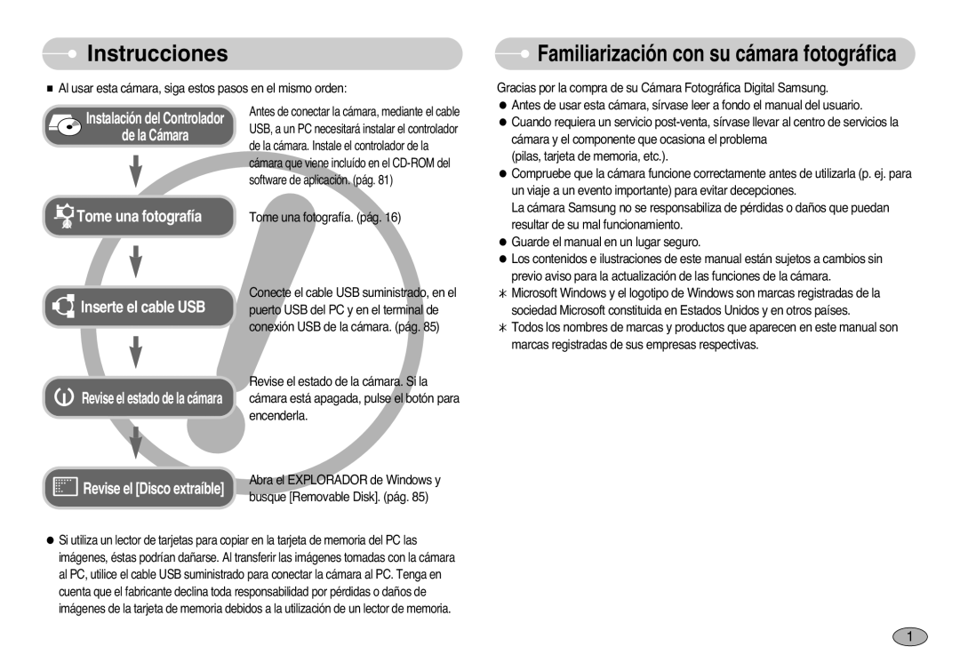 Samsung EC-L77ZZBBA/DE, EC-L77ZZBBE/E1, EC-L77ZZBBA/E1 manual Instrucciones, Familiarización con su cámara fotográfica 