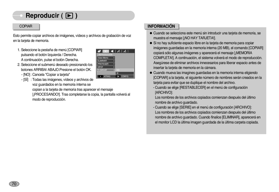 Samsung EC-L77ZZBBA/DE, EC-L77ZZBBE/E1, EC-L77ZZBBA/E1 manual Continuación, pulse el botón Derecha 