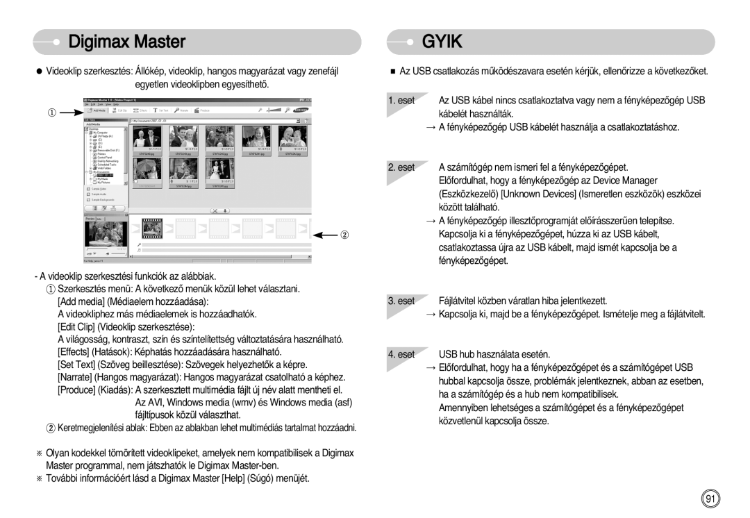 Samsung EC-L77ZZBBA/DE, EC-L77ZZBBE/E1, EC-L77ZZBBA/E1 manual DigimaxFAQ Master, Gyik 