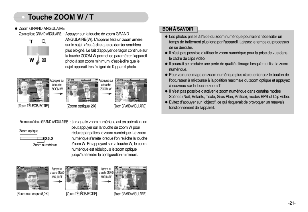 Samsung EC-L77ZZBBA/E1, EC-L77ZZBBE/E1, EC-L77ZZBBA/FR, EC-L77ZZBBA/DE manual Zoom optique 