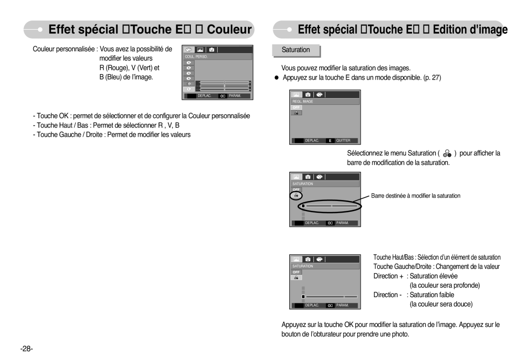 Samsung EC-L77ZZBBA/FR, EC-L77ZZBBE/E1, EC-L77ZZBBA/E1, EC-L77ZZBBA/DE manual Effet spécial Touche E Edition dimage 