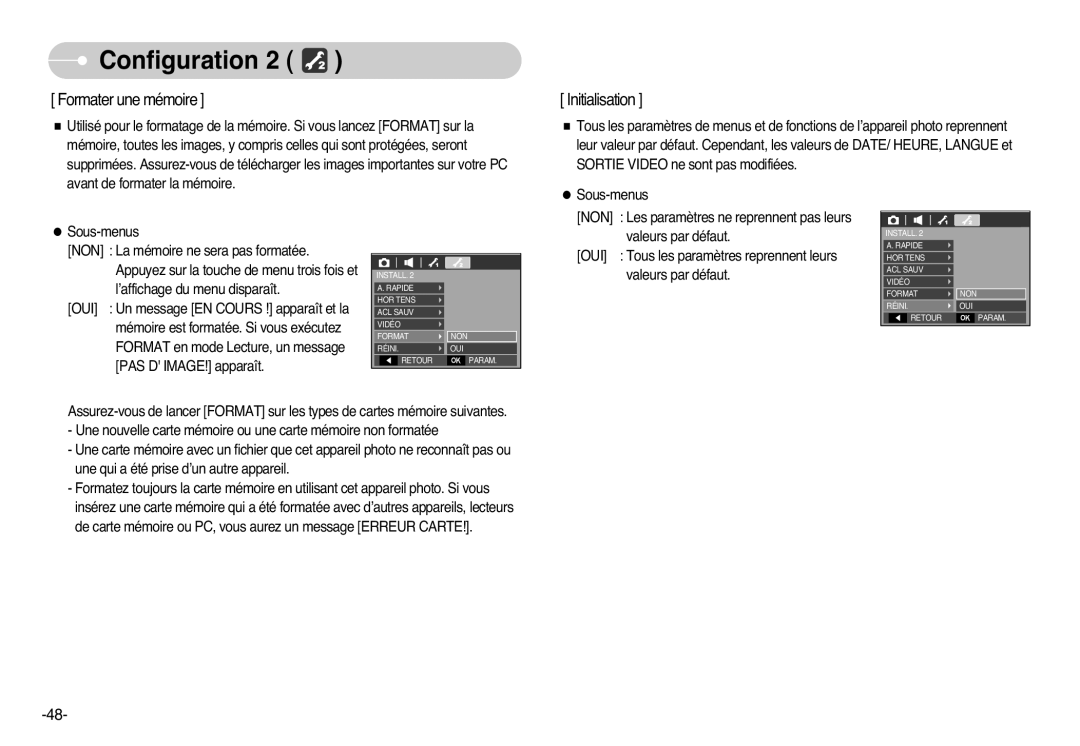 Samsung EC-L77ZZBBA/FR, EC-L77ZZBBE/E1, EC-L77ZZBBA/E1, EC-L77ZZBBA/DE manual Formater une mémoire 