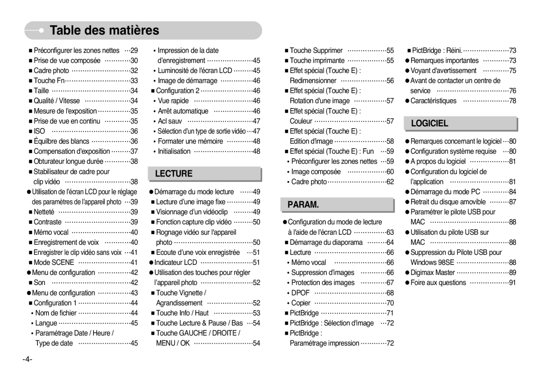 Samsung EC-L77ZZBBA/FR, EC-L77ZZBBE/E1, EC-L77ZZBBA/E1, EC-L77ZZBBA/DE manual Logiciel 