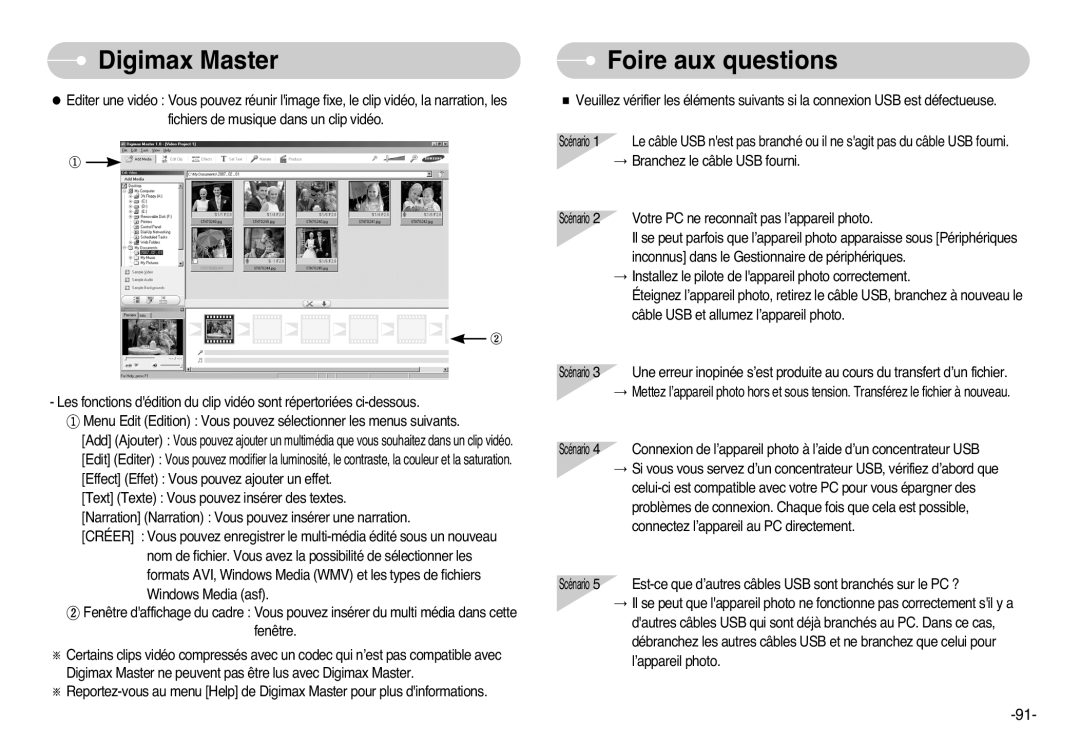 Samsung EC-L77ZZBBE/E1, EC-L77ZZBBA/FR, EC-L77ZZBBA/E1, EC-L77ZZBBA/DE manual DigimaxFAQ Master, Foire aux questions 