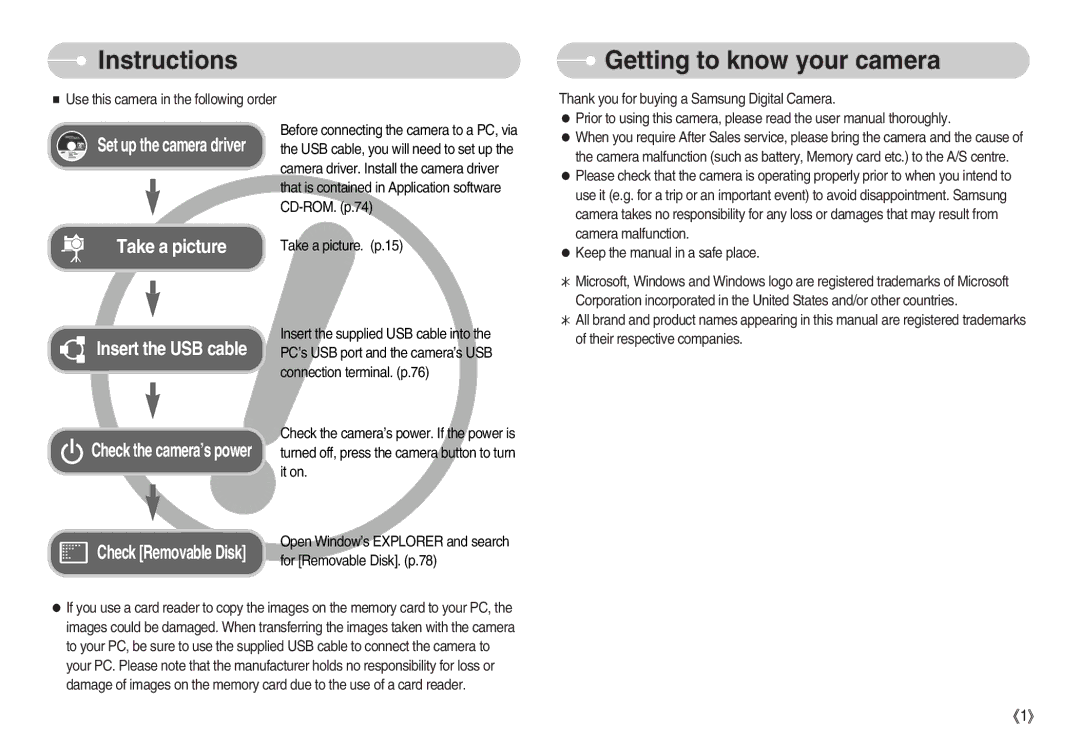 Samsung EC-L80ZZBBB/GB, EC-L80ZZBBA/FR, EC-L80ZZBBA/GB Instructions Getting to know your camera, Set up the camera driver 