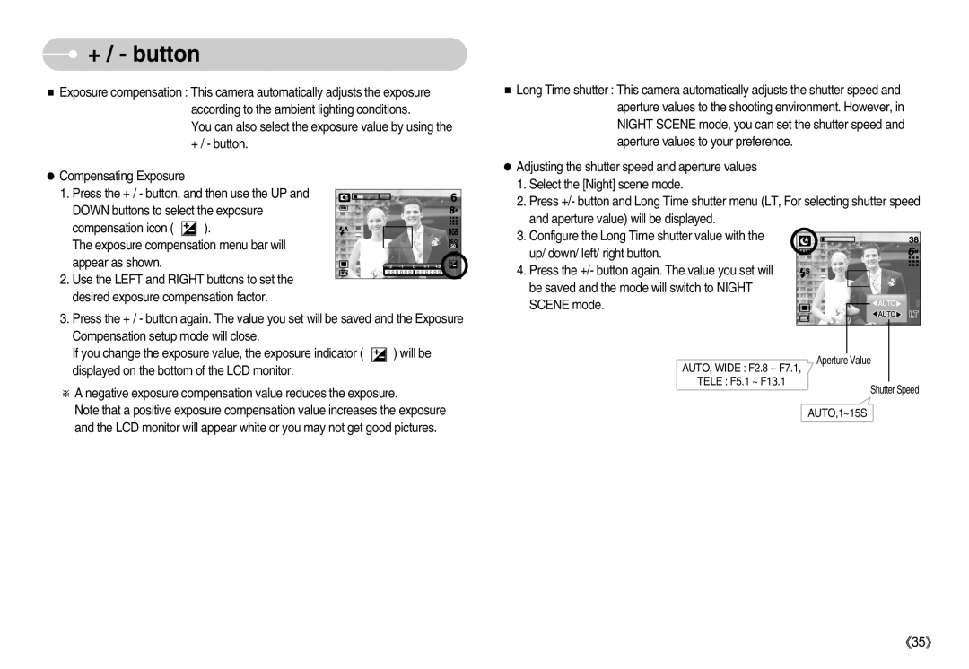 Samsung EC-L80ZZBBA/FR, EC-L80ZZBBA/GB, EC-L80ZZBBB/GB, EC-L80ZZBBA/DE, EC-L80ZZBAB, EC-L80ZZBAA manual + / button 