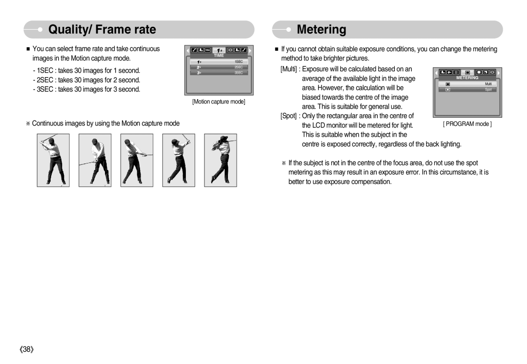 Samsung EC-L80ZZBBA/DE, EC-L80ZZBBA/FR, EC-L80ZZBBA/GB, EC-L80ZZBBB/GB, EC-L80ZZBAB, EC-L80ZZBAA manual Metering 